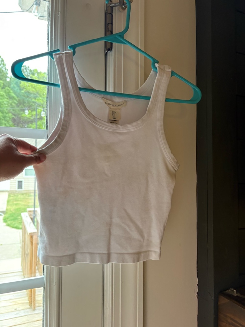 Happily Grey Women's White Ribbed Tank Crop Top